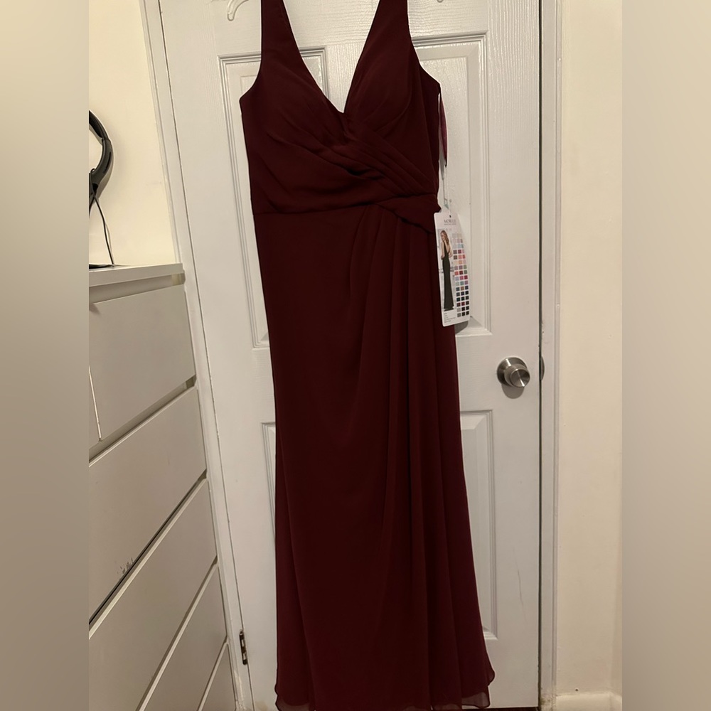 Morilee chiffon bridesmaid dress size 16 in Bordeaux.